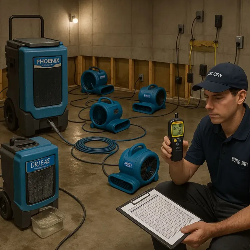 Structural Drying and Dehumidification process in Kingsley, MI